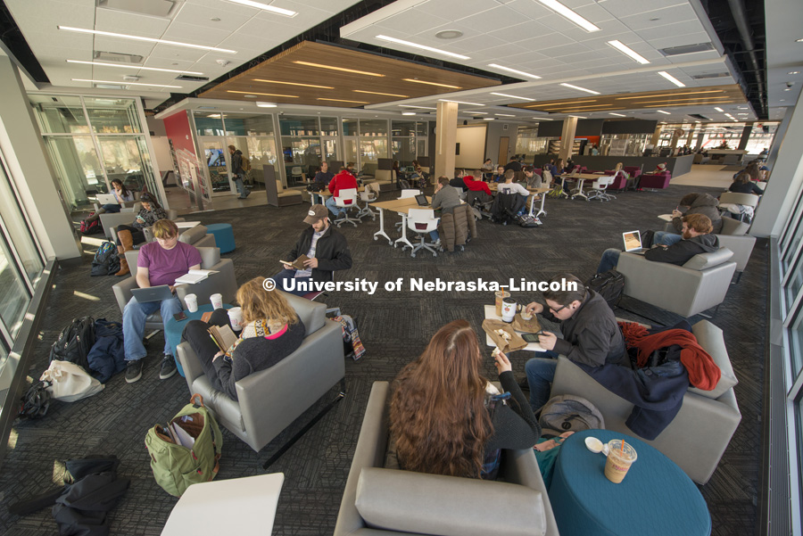 Adele Coryell Hall Learning Commons in the Love Library, January 11, 2016. Photo by Greg Nathan, University Communications Photographer.